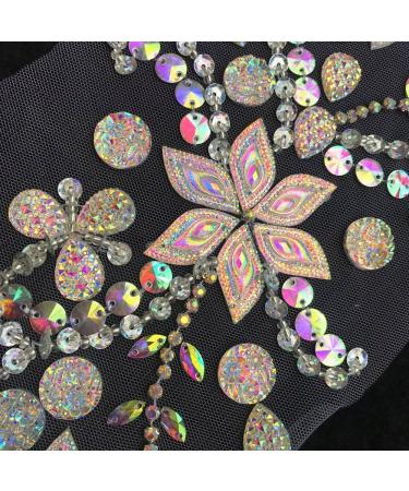 Handmade 10x42cm Crystal Rhinestone Applique for Wedding Dress Decoration - AB - Buy Online on GoSupps.com