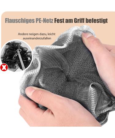 Rolizoe Loofah with Handle & Stem Back Brush - Gray & White Bathing Set | Deep Cleaning Shower Sponge 43cm - Buy Online on GoSupps.com