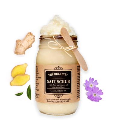 Exfoliating Body Scrub - Pure Dead Sea Salt Scrub for Hands and Body 16 fl oz Hydrating Moisturizing Skin Care for Body Acne Eczema Wrinkles (Ginger Verbena)