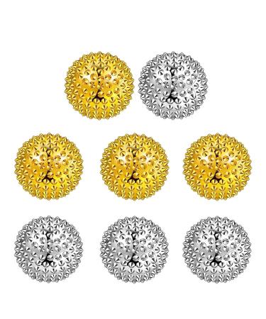 Wekuw massage balls 8 pieces magnetic acupressure balls hinge ball massage ball magnetics spiked massage ball 32 mm acupressure massage device for stress relief or massage (gold silver) gold silver