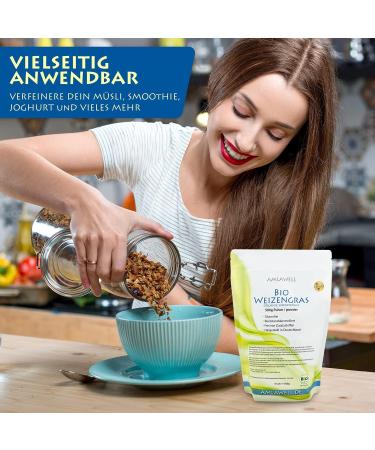  Amlawell DE- KO-042 Organic Wheat Grass Powder Vegan Superfood with Vital Substances Made in Germany 500 g Pack - Buy Online on GoSupps.com