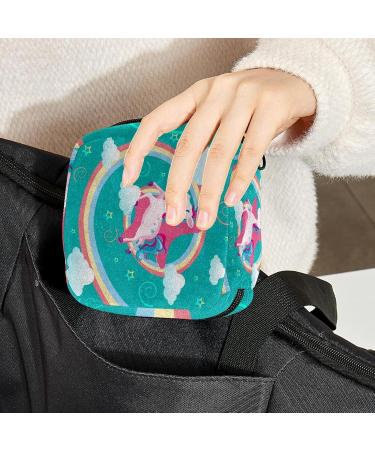 Shop Stylish Menstruation Pad Bag with Zipper - Unicorn Design | Women's Napkin & Tampon Collection Bag for Girls - Buy Online on GoSupps.com