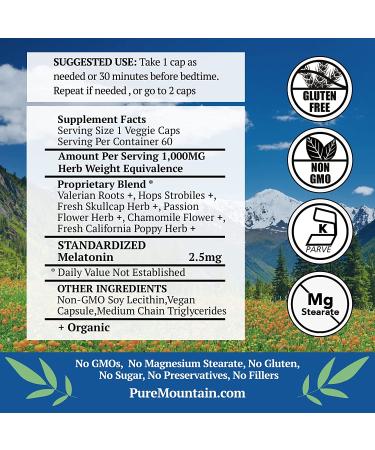 Organic Natural Sleep Aid - 60 Vegan Capsules with Valerian, Chamomile, Passion Flower, Melatonin and More - Buy Online on GoSupps.com