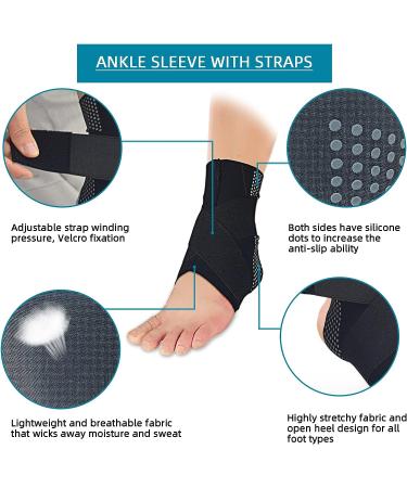 Seektop Ankle Support Brace - Adjustable Compression Sleeve for Sprains, Achilles Tendonitis & Plantar Fasciitis - Breathable Wrap for Pain Relief - Medium Size - Buy Online on GoSupps.com