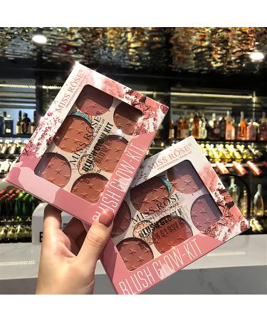 KAYNEST 6 Colors Matte Blush Palette with Marble Makeup Brush - Rose Pink Light-Luxury Contour & Highlight Face Palette (#B) - Buy Online on GoSupps.com