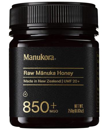Manukora UMF 20+/MGO 850+ Raw Manuka Honey (250g/8.8oz) Authentic Non-GMO New Zealand Honey, UMF & MGO Certified, Traceable from Hive to Hand 8.82 Ounce (Pack of 1)