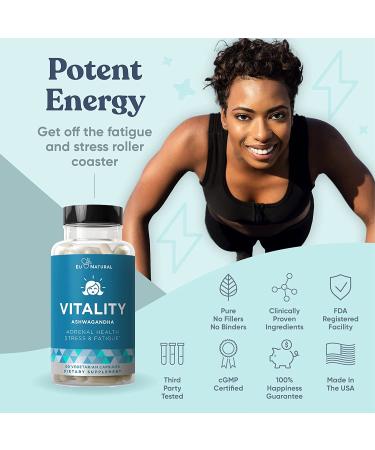 Vitality Adrenal Support: Cortisol Manager & Fatigue Fighter - Healthy Energy with Ashwagandha, Magnesium, L-Tyrosine - 60 Capsules - Buy Online on GoSupps.com