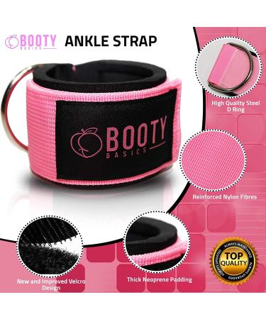 Booty Basics Pink Fitness Ankle Strap for Cable Machines - Padded Ankle Attachment for Women - Leg and Glute Workout Essential - Buy Online on GoSupps.com