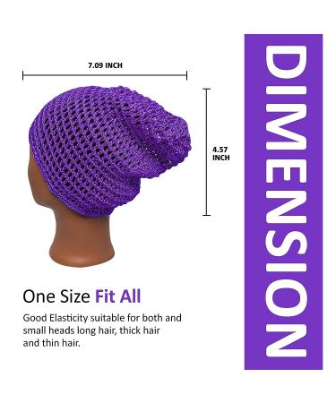 Dena's Combo Mesh Crochet Hair Net - Ideal for Plopping, Sleeping | Thick Nylon Thread | Purple Crochet Design - Buy Online on GoSupps.com