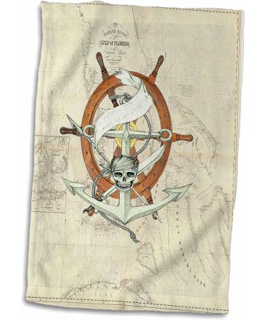 Vintage Florida Chart Pirate Wheel Towel - 3D Rose Print | 15x22 | Multicolor - Buy Online on GoSupps.com