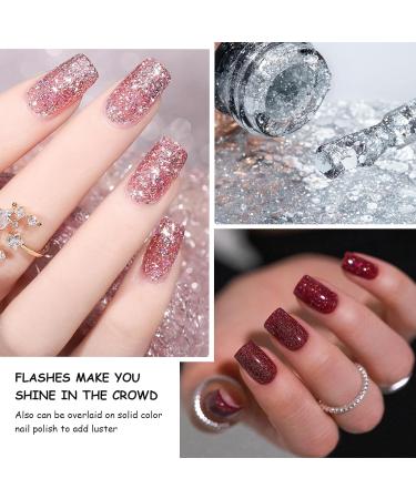 Rosarden Glitter Nail Polish Set - Sliver Pink Red Nail Varnish Set - 3Pcs Sparkly Shinny Natural Look Quick Dry Nail Varnish Gift Set DIY Long Lasting Nail Art Home Glitter Set - Buy Online on GoSupps.com