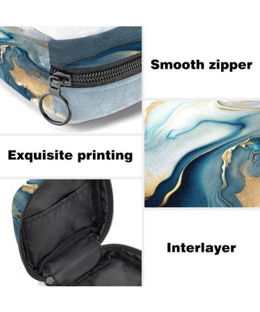 Stylish Menstruation Pad Bag with Zipper Abstract Blue & Gold Marble Sanitary Napkin & Tampon Storage for Women & Girls - Buy Online on GoSupps.com