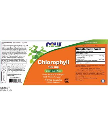 NOW Supplements Chlorophyll 100mg with Alfalfa Powder | Green Superfood | 90 Veg Capsules - Buy Online on GoSupps.com