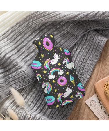 Donuts Unicorns Hot Water Bottle with Cover - Plush Hand Warmer for Adults & Kids | 26.5x15.3cm | Cozy & Cute Gift - Buy Online on GoSupps.com