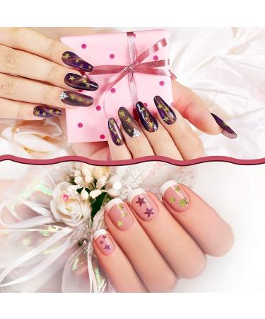 PAGOW 18 Sheets Glitter Star Nail Art Sticker Set - Holographic Self Adhesive Decals for Manicure, Face, Body - Christmas Decoration, DIY Crafts - 9 Colors - Buy Online on GoSupps.com