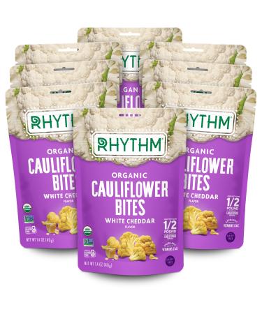 Rhythm Superfoods Crunchy Cauliflower Bites - Organic & Non-GMO Vegan Gluten-Free Vegetable Superfoods - White Cheddar 1.4 Oz (Pack Of 8) White Cheddar 1.4 Ounce (Pack of 8)
