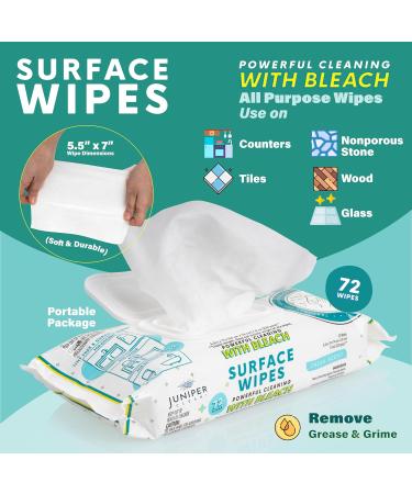 Surface Wipes with Bleach - All-Purpose 72 Count | Fresh Scent Lint Free Durable Cleaner for Kitchen Bathroom & Office - Buy Online on GoSupps.com