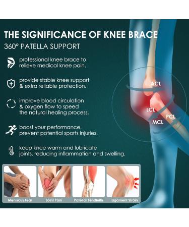 Achiou Knee Compression Sleeve - Adjustable Knee Brace for Pain Relief Stabilizers & Gel Pad - Support for Meniscus Tear Running Workouts - Medium Grey for Men & Women - Buy Online on GoSupps.com