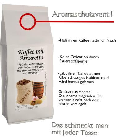 The Coffee and Tea Company C&T Aromacoffy Aromatized coffee Helly beans Vers Vensus rising Amaretto 1000 grams - Buy Online on GoSupps.com