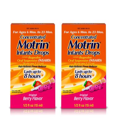 Motrin Infants Concentrated Drops, Fever Reducer, Ibuprofen, Berry Flavored.5 Oz (Pack of 2) - Buy Online on GoSupps.com