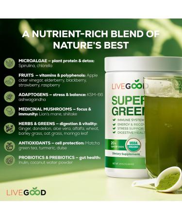 LIVEGOOD Super Greens Powder Organic Superfood with Wheat Grass Powder Daily Superfood Powder for Immune Support Energy and Detox Green Juice Powder Supplement (30 Servings) - Buy Online on GoSupps.com