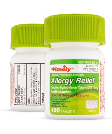 Timely Cetirizine HCl 10 mg - 100 Tablets | 24-Hour Allergy Relief | TIME-CAP LABS INC. - Ship Internationally - Buy Online on GoSupps.com