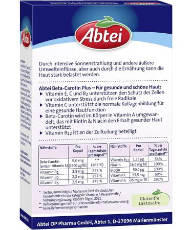 Buy Abtei Beta-Carotene Plus - Skin-Active B Vitamins 50 Capsules | Boost Skin Health | International Shipping - Buy Online on GoSupps.com