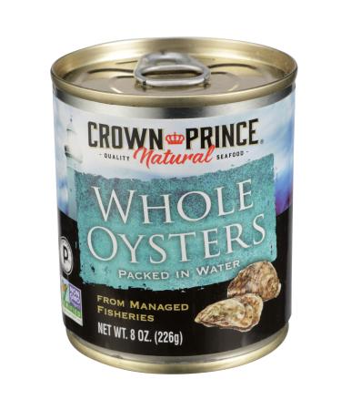 Crown Prince, Natural Whole Boiled Oysters in Water, 8 oz
