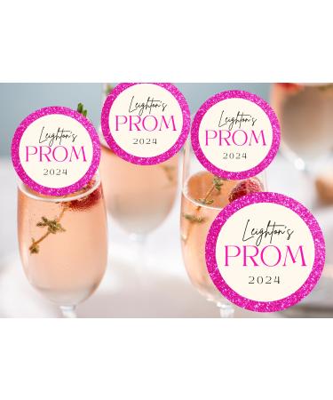 20 x 4.5cm edible PROM champagne prosecco flute drink toppers uncut personalised - 2