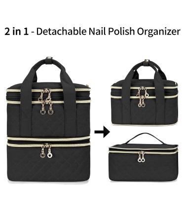 YARWO Nail Polish Organizer Bag - Holds 48 Bottles - Adjustable Dividers - Travel Case for Manicure Set - Black (Bag Only) - Buy Online on GoSupps.com
