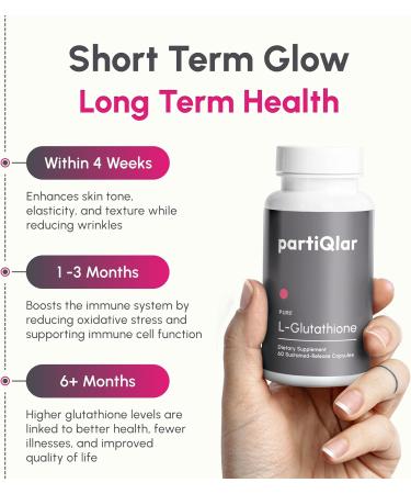 partiQlar Pure L-Glutathione 500mg Antioxidant Support & Detox Supplement 2-Months Supply - Made in The USA - Reduced Glutathione Form - Sustained Release 60 Capsules - Buy Online on GoSupps.com