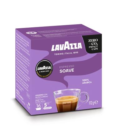 LAVAZZA - Cafe Espresso Soave - A Modo Mio Capsule Coffee - 100% Arabica - Mild and Light Coffee - 16 Capsules Compatible with Lavazza A Modo Mio®, 16 Units (Pack of 1)