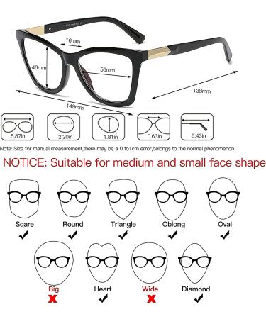 Bevi Anti-Eyestrain Blue Light Blocking Reading Glasses - Large Square Frame - Black (2.5x) - Buy Online on GoSupps.com