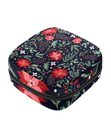 Guantierendiy Sanitary Napkin Storage Bag Christmas Flower Menstrual Cup Pouch Nursing Pad Holder Tampon Bags Feminine Product Pouches Portable Period Kit Bag Color 6
