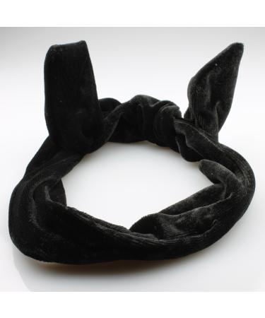 Hair Accessories Wired Headband Velvet Satin Look Head Scarf Vintage Retro Wire Hairband Headwrap Black
