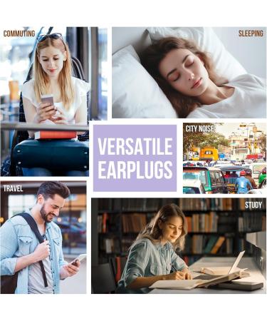 Buy Hearprotek Ear Plugs for Sleeping - 2 Pairs Reusable Soft Ear Protection for Noise Reduction & Tinnitus Relief - Ideal for Sleep Snoring Study Travel - Violet - Buy Online on GoSupps.com