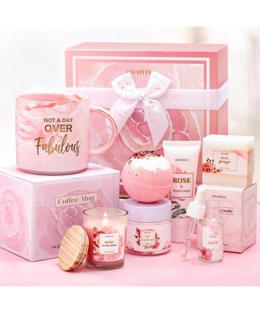 Birthday Gifts for Women Best Relaxing Spa Gifts Baskets Box for Her Wife Mom Best Friend Mother Grandma Bday Bath and Body Kit Sets Self Care Present Beauty Products Package Rose Scent