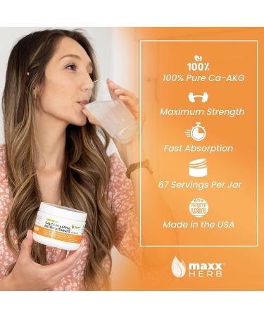 Maxx Herb Calcium AKG Powder - Energy, Vitality & Mental Focus Support - Non-GMO & Gluten Free - 100g Jar (67 Servings) - Buy Online on GoSupps.com