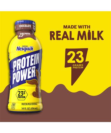 Nestle Nesquik Protein Plus Chocolate Milk - 14 Fl Oz (Pack of 12) - Buy Online on GoSupps.com