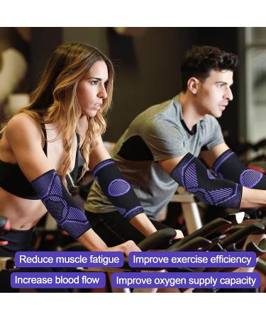 Elbow Compression Sleeve (Pair) for Arthritis, Bursitis, Tendonitis - Large Purple | Arm Support for Golf, Tennis, Sports - Men and Women | Pain Relief and Fitness Activities - Buy Online on GoSupps.com