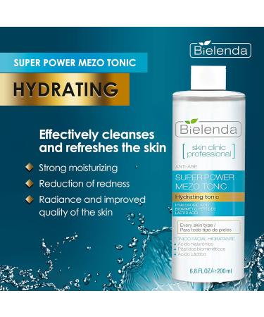 Bielenda Skin Clinic - Face Tonic - Effectively Cleanses And Refreshes - Strong Moisturizing - Reduction Of Redness - Radiance Boost - Skin Clinic Professional Face Tonic With Hialuronic Acid - 200 ml - Buy Online on GoSupps.com