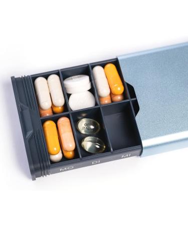 Foond Design Tablets Organizer - High-Quality Aluminum Pill Case for 7-14 Days BPA Free Metallic Blue - Buy Online on GoSupps.com