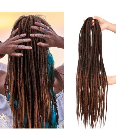 Handmade Ombre Reddish Brown Dreadlocks - No Lifting 60cm Double Ended Extensions 10 Strands Thick 0.6cm Crochet Hair for Women - Buy Online on GoSupps.com