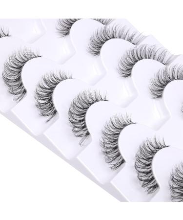 ALICROWN Wispy Fluffy Natural Look False Eyelashes - 7 Pairs Faux Mink Short 3/4 Lashes for Volume Cat Eye - Clear Band Strip Fake Eyelashes - Buy Online on GoSupps.com