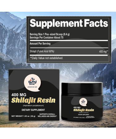 The Tiny Secret Pure Himalayan Extract Shilajit Resin 400mg Supports Overall Wellness and Energy for Men and Women with 60% Fulvic Acid | Non-GMO Gluten-Free & No Added Sugar - 30gm Glass Jar - Buy Online on GoSupps.com