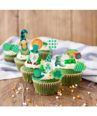 Gyufise 72Pcs Edible Happy St Patrick's Day Cupcake Toppers St Patrick's Day Cupcake Picks Edible Four Leaf Cake Toppers for Irish Saint Paddy's Day Theme Party Supplies Green 72pcs - Buy Online on GoSupps.com