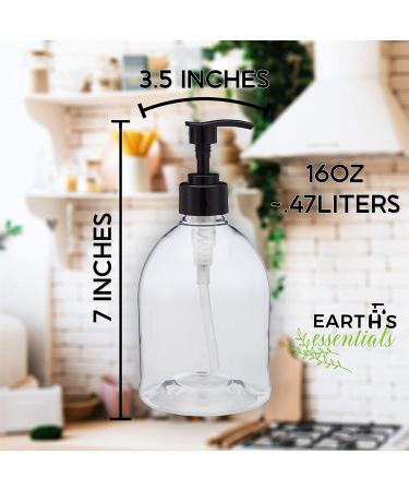 Earth's Essentials Designer Pump Bottles - 16 oz (2 Pack) | Refillable for Hand Soap, Lotion, Shampoo & Massage Oil | Shatterproof PET Plastic - Buy Online on GoSupps.com