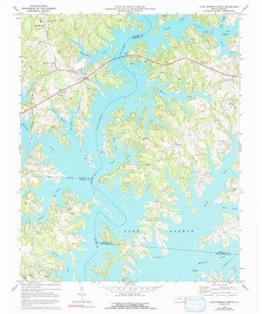YellowMaps Lake Norman North NC topo map, 1:24000 Scale, 7.5 X 7.5 Minute, Historical, 1970, Updated 1992, 26.8 x 21.8 in Regular Paper
