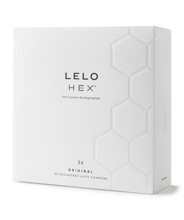 LELO HEX Original, Luxury Condoms with Unique Hexagonal Structure, Thin Yet Strong Latex Condom, Lubricated 36 Count (1pack) White 36 Count (Pack of 1)