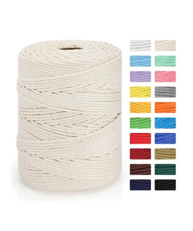 Macrame Cord 4mm x 328yd | 100% Natural Cotton Macrame Rope | 4 Strand Twisted Cotton Cord for DIY Crafts Knitting Plant Hangers Wedding Decor  Beige Beige 4mm x 328yd